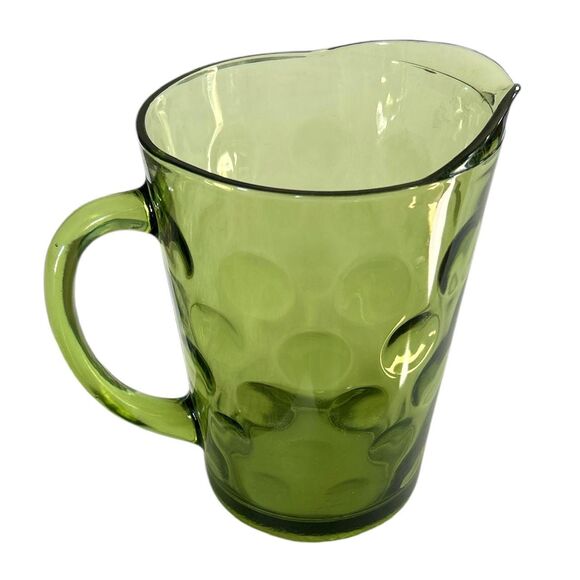 Vintage Hazel Atlas El Dorado Green Glass Pitcher With Interior Raised Dots - Picture 1 of 5